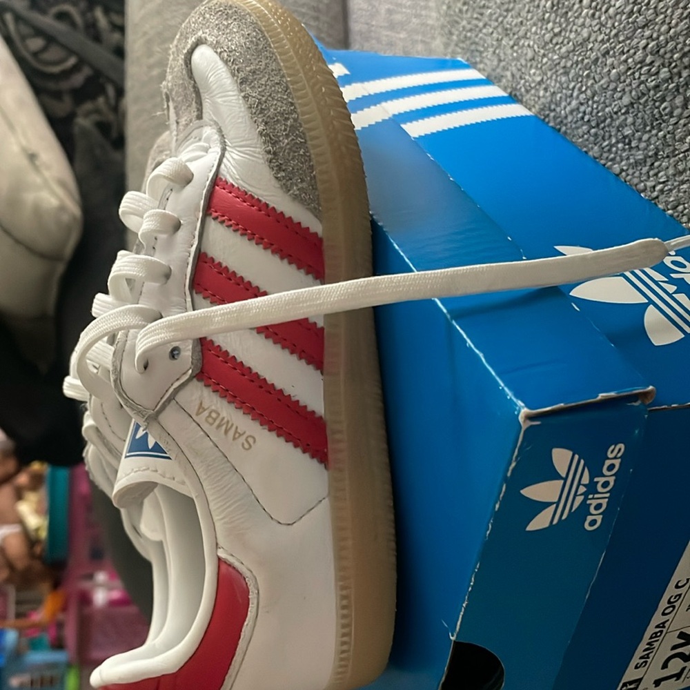 Adidas Samba Kids Sneakers - White, Red, and Gray
